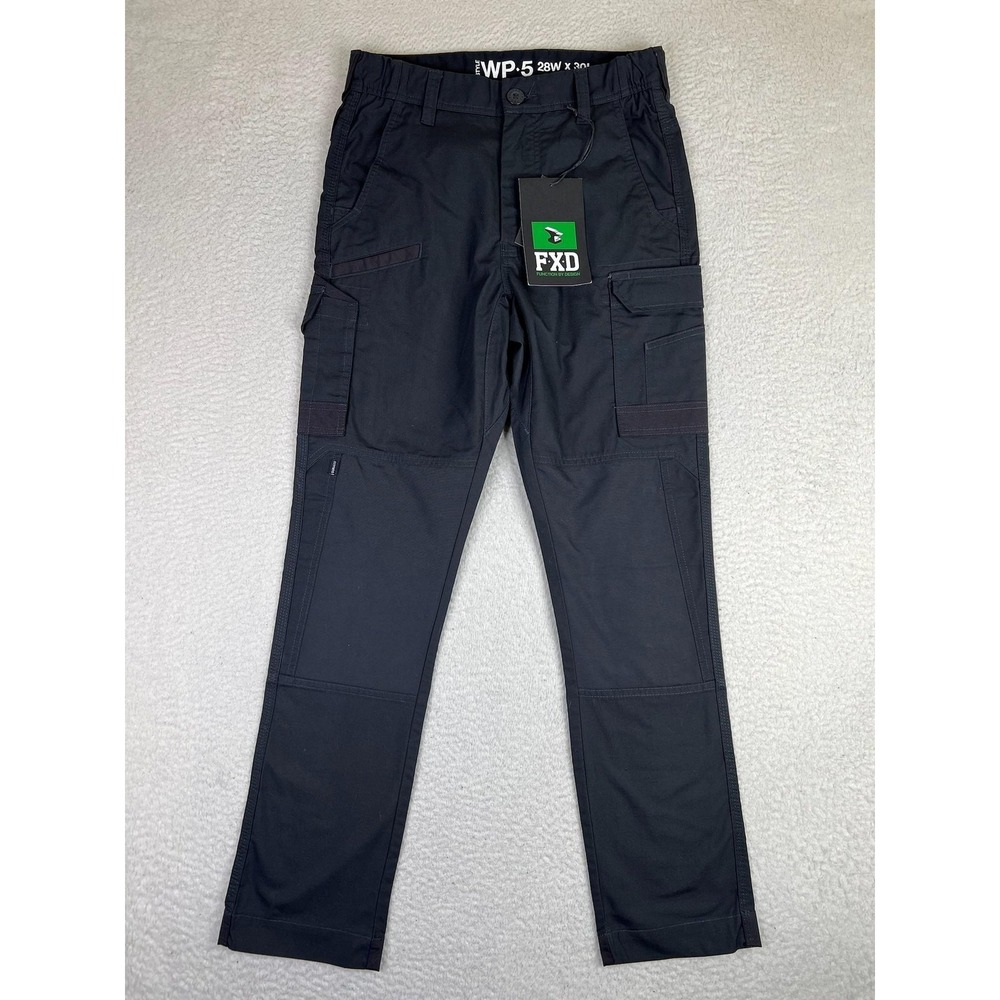 FXD WP-5 Pants Mens 28x30 Black Regular Fit Cargo Stretch Utility Workwear NEW